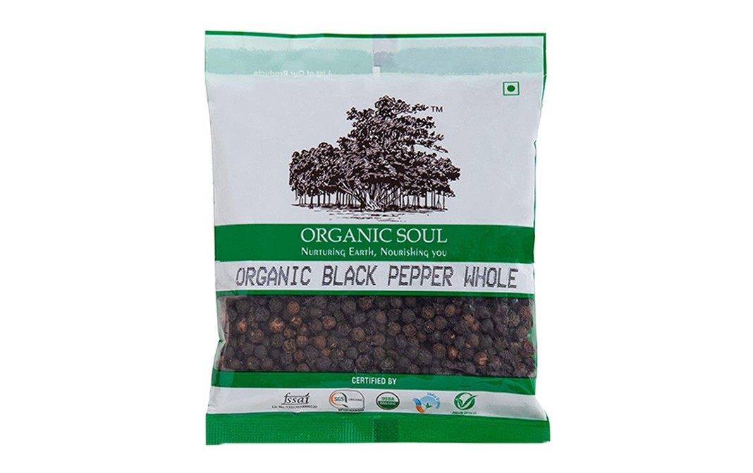 Organic Soul Organic Black Pepper Whole    Pack  100 grams